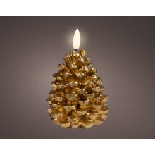 Led свещ шишарка 11см златна